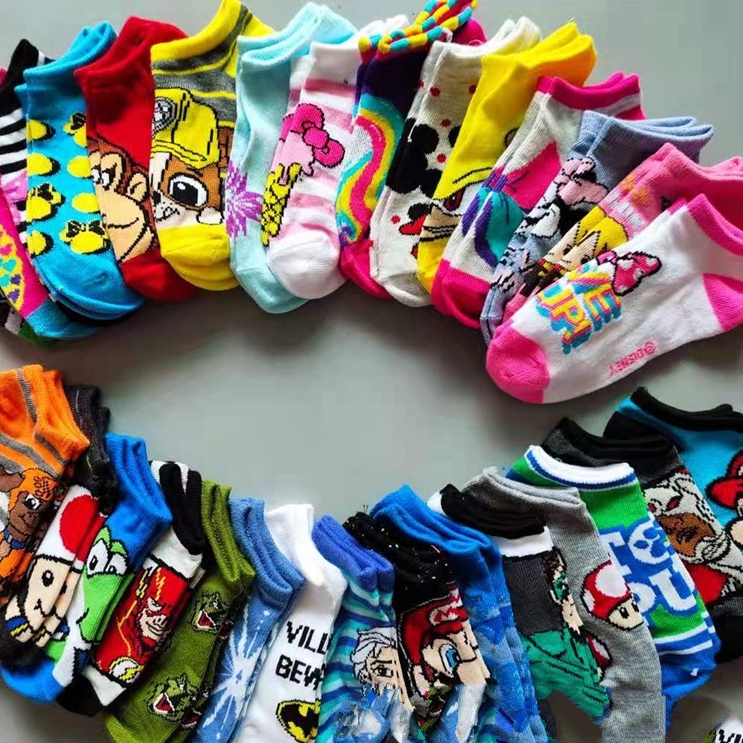 MUISUNGSHOP สินค้าโล๊ะสต๊อก ค้างโกดัง หลุด QC ถุงเท้าเด็กทรง boat sock คละลายถูกที่สุด เลือกลายไม่ได้ ขายส่ง