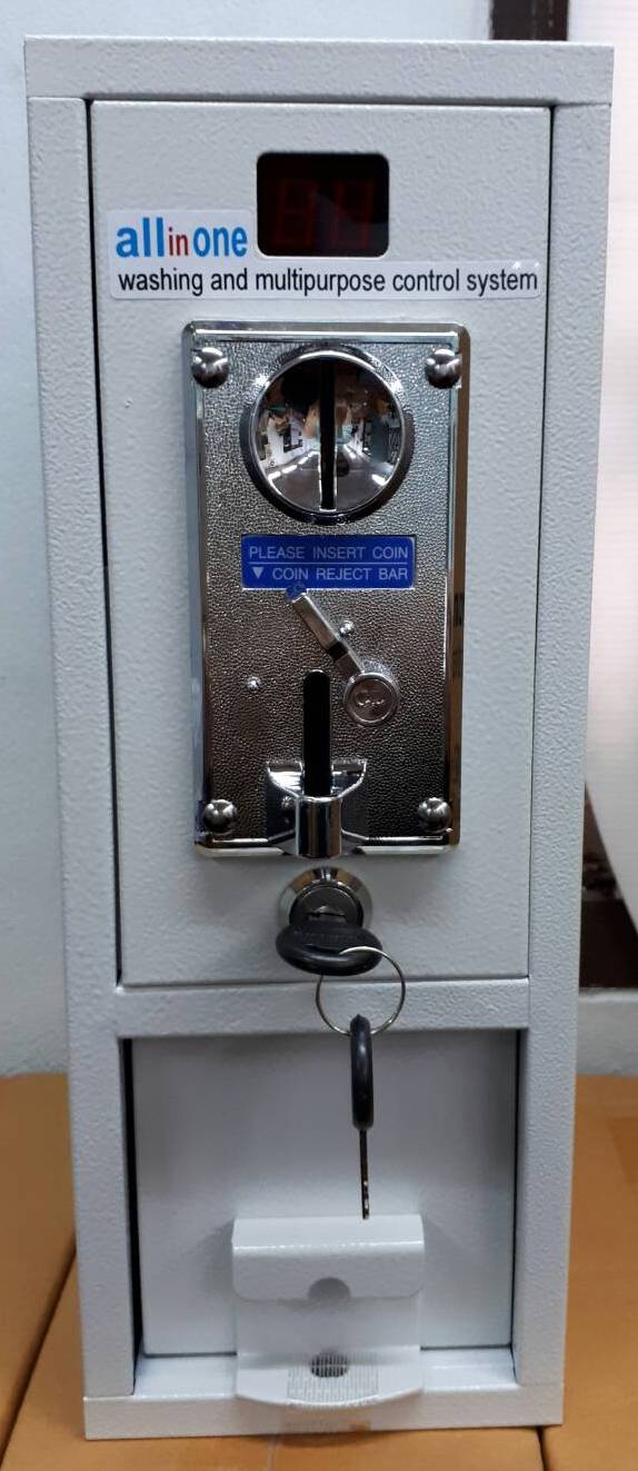 กล่องหยอดเหรียญ สำหรับเครื่องซักผ้า , โต๊ะสนุ๊ก , เกมส์ ฯลฯ ราคากล่อง 1,990 บาท รุ่นใหม่สามารถนับเหรียญในกล่องได้ด้วย