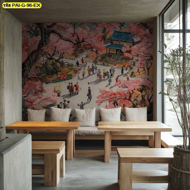 วอลเปเปอร์สั่งผลิต ภาพวาดเทศกาลดอกไม้ ออกแบบ สร้างความสนุกสนาน สดใส และมีชีวิตชีวาให้ร้าน