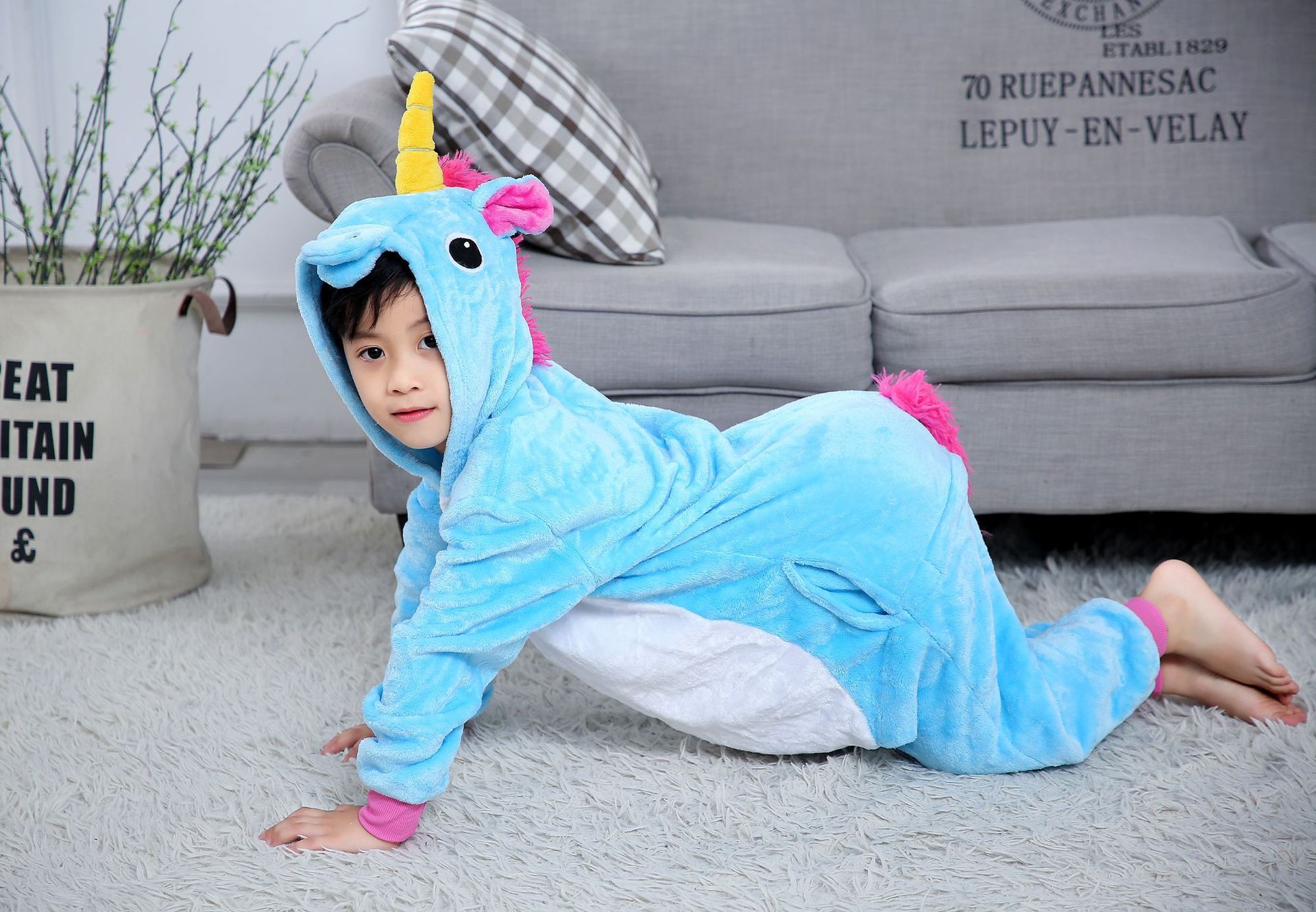 7C54.2 ชุดเด็ก ชุดมาสคอต ชุดนอนแฟนซี ม้าโพนี่ ยูนิคอร์น สีฟ้า Mascot Blue Pony Unicorn Horse Costumes