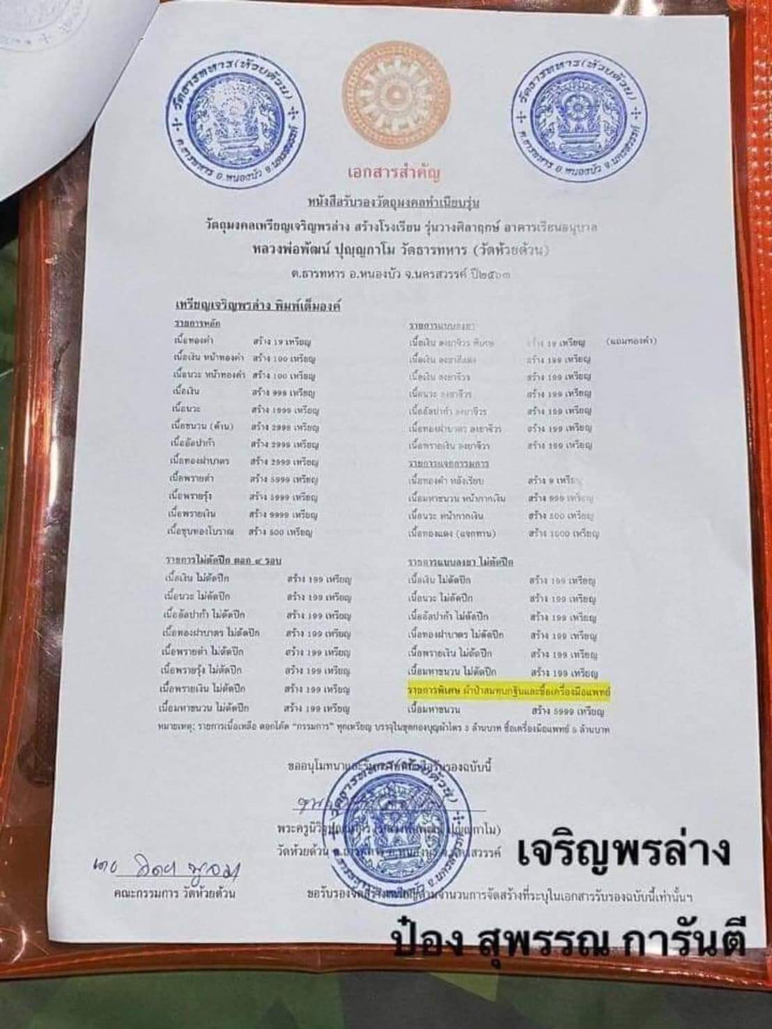 เหรียญเจริญพร ล่าง พิมพ์เต็มองค์ เนื้อพรายรุ้งมันปู หลวงพ่อพัฒน์ วัดห้วยด้วน โคท 756 พ.ศ.2563