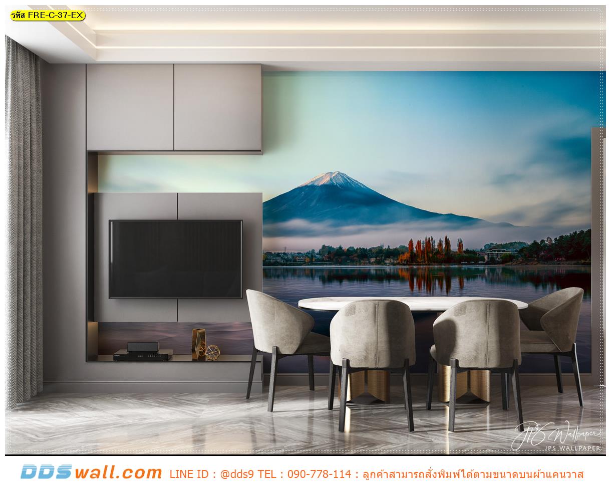 ภาพศิลปะ ผ้าCanvas แต่งห้องรับประทานอาหาร ด้วยภาพลายธรรมชาติ ทิวทัศน์มุมไกล ภูเขา ทะเลหมอก ที่ทันสมัย