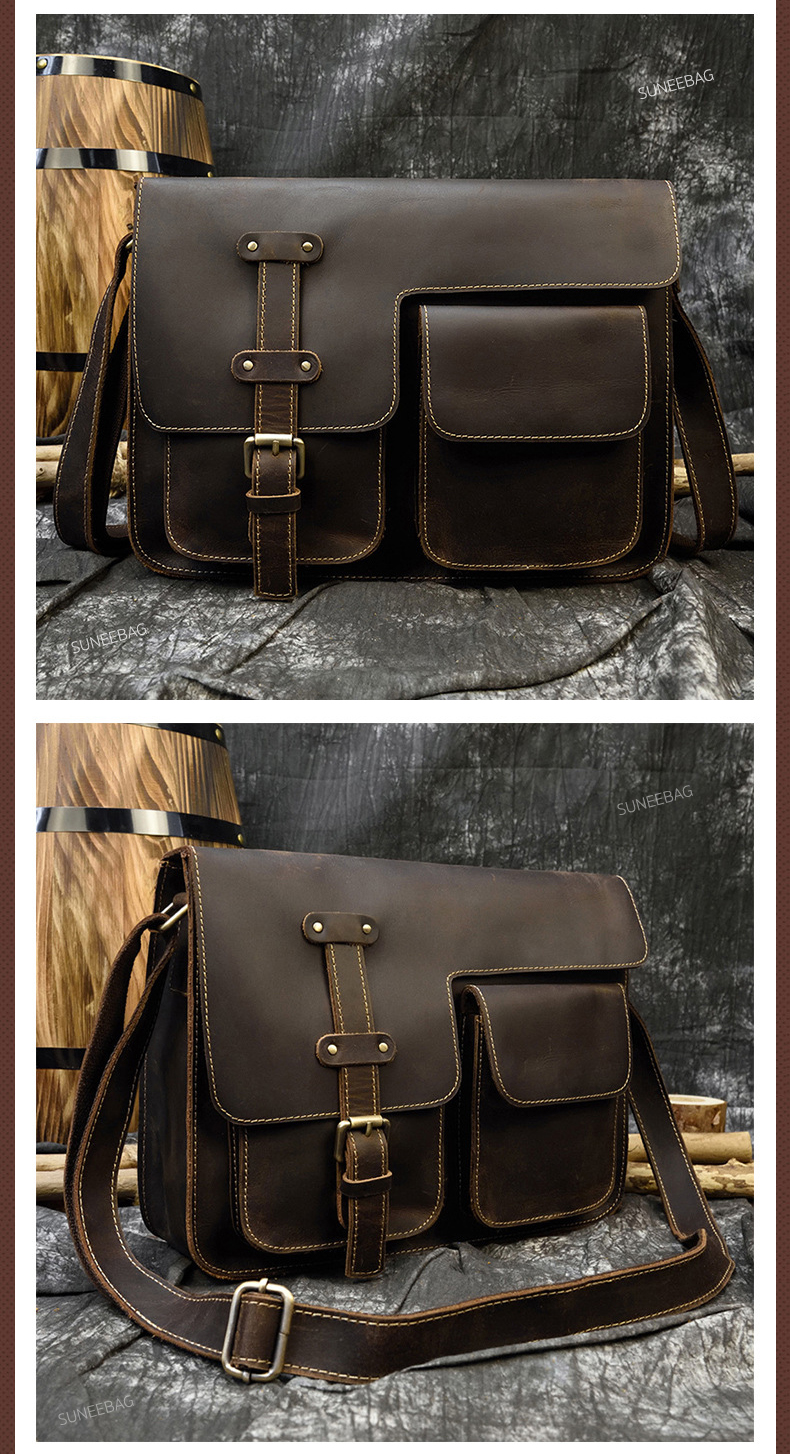 กระเป๋าหนังแท้ กระเป๋าสะพายข้างผู้ชาย [CODE: A047]