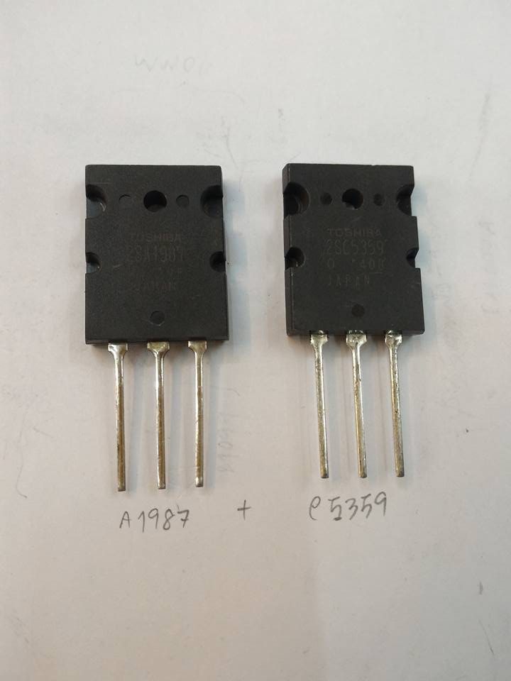 ขาย 2SA1987+2SC5359 ขายเป็นคู่ ตัวถัง ยี้ห้อ TOSHIBA ทรานซิสเตอร์ ขยายเสียง โตชิบ้า A1987+C5359 ราคา คู่ล่ะ . บาท