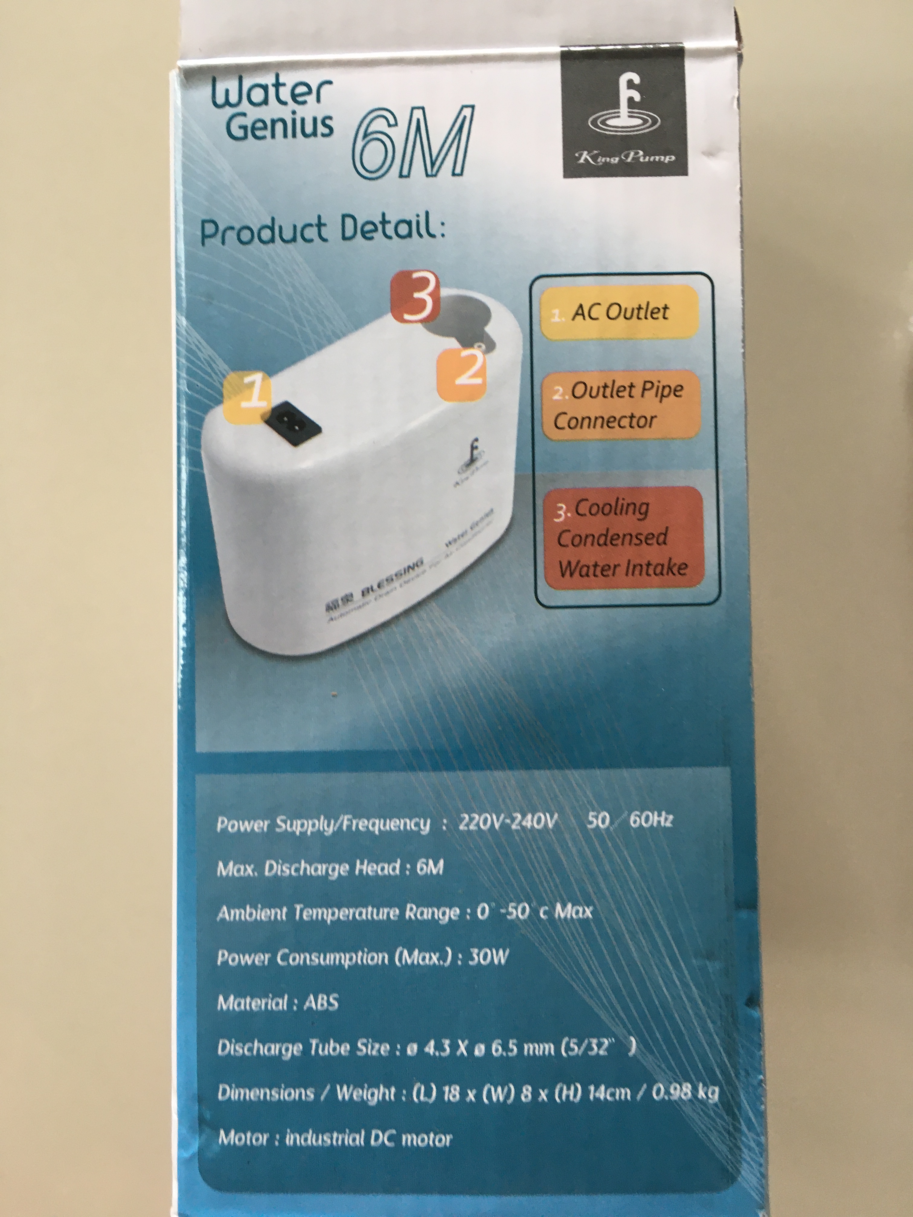 ปั๊มเดรนน้ำทิ้งแอร์ (กาลักน้ำ) KINGPUMP รุ่น Water Genius สำหรับแอร์ 9000-36000BTU / Aotomatic Drain Device