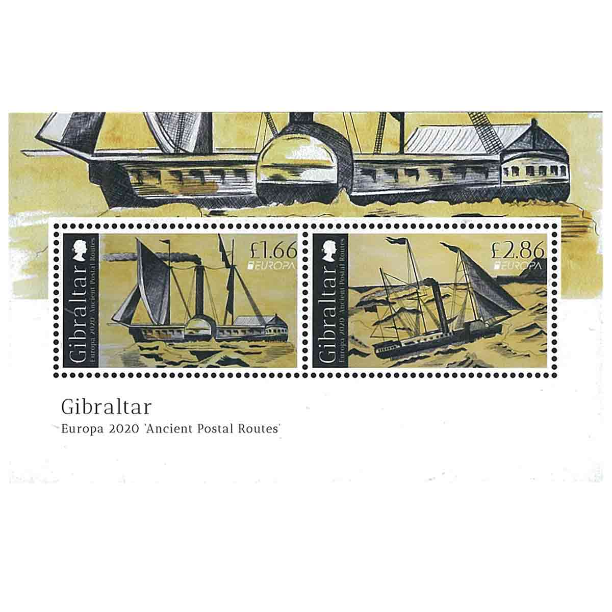 Gibraltar Stamp, 2020 Europa Postal Vehicles S/S