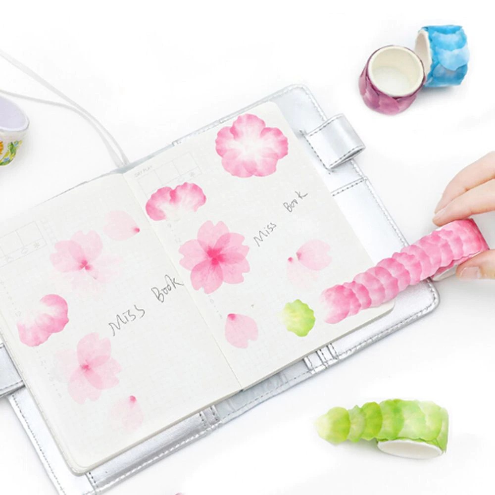 MUISUNGSHOP Washitape เทปลายดอกไม้ ตกแต่งการ์ด เทปการ์ตูน สำหรับตกแต่ง DIY มาส์กกิ้งเทป