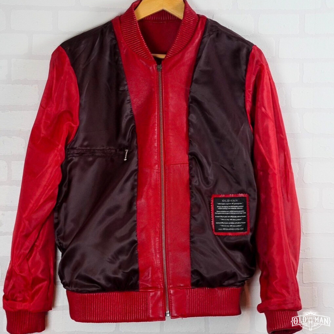 เสื้อหนังแท้ Street boy สีแดง (กรุณาสอบถามไซส์ก่อนสั่งซื้อ)