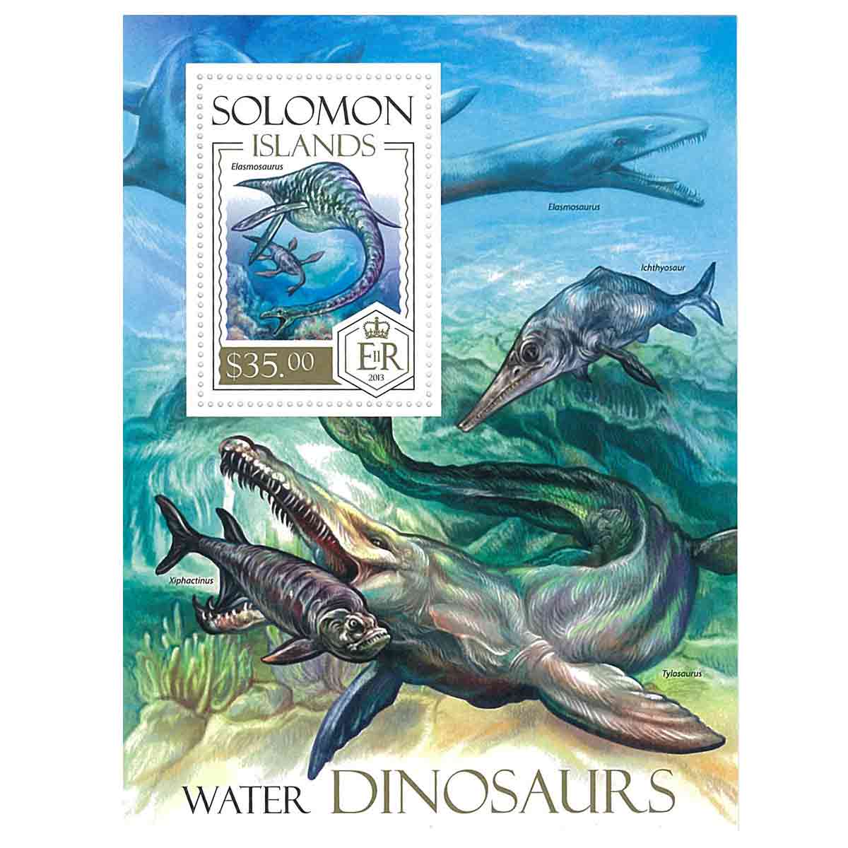 Solomon Islands Stamp, 2013 Water Dinosaurs, Prehistoric Animals S/S