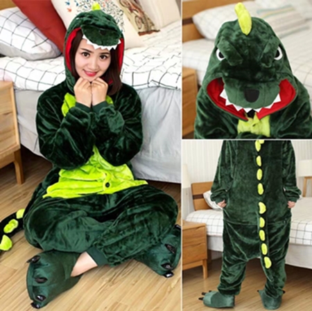 7C81 ชุดมาสคอต ชุดนอน ชุดแฟนซี ไดโนเสาร์สีเขียว Mascot Green Dinosaur Costumes