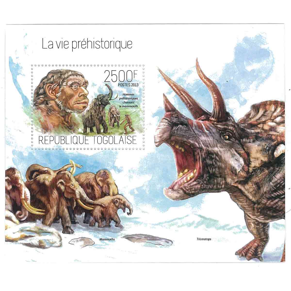 Togo Stamp, 2013 Prehistoric Life, Dinosaurs, Mammoth, Elephant S/S