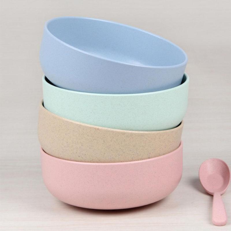 MUISUNGSHOP ชามข้าว+ช้อนสำหรับเด็ก ปลอดภัยไม่มีสารพิษ ผลิตจาก ฟางข้าวสาลี วัสดุธรรมชาติ เป็นมิตรกับสิ่งแวดล้อม โดย muisungshop