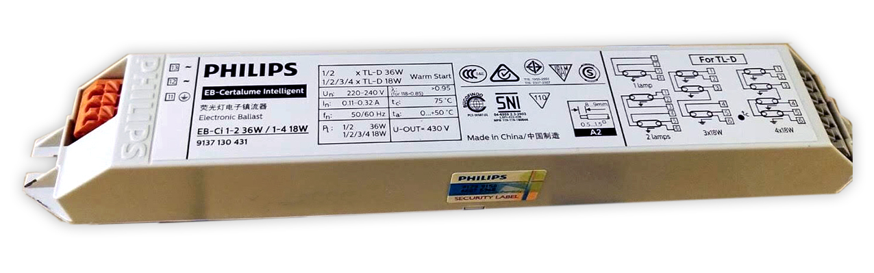 บัลลาสต์อิเล็กทรอนิกส์ EBCI 1-2 36W 1-4 18W Philips