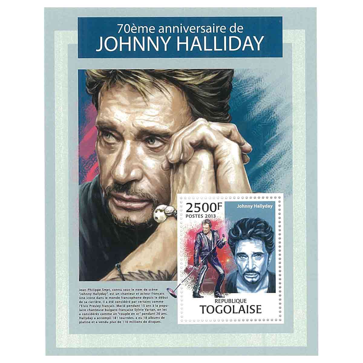 Togo Stamp, 2013 70th Anniversary of Johnny Halliday S/S