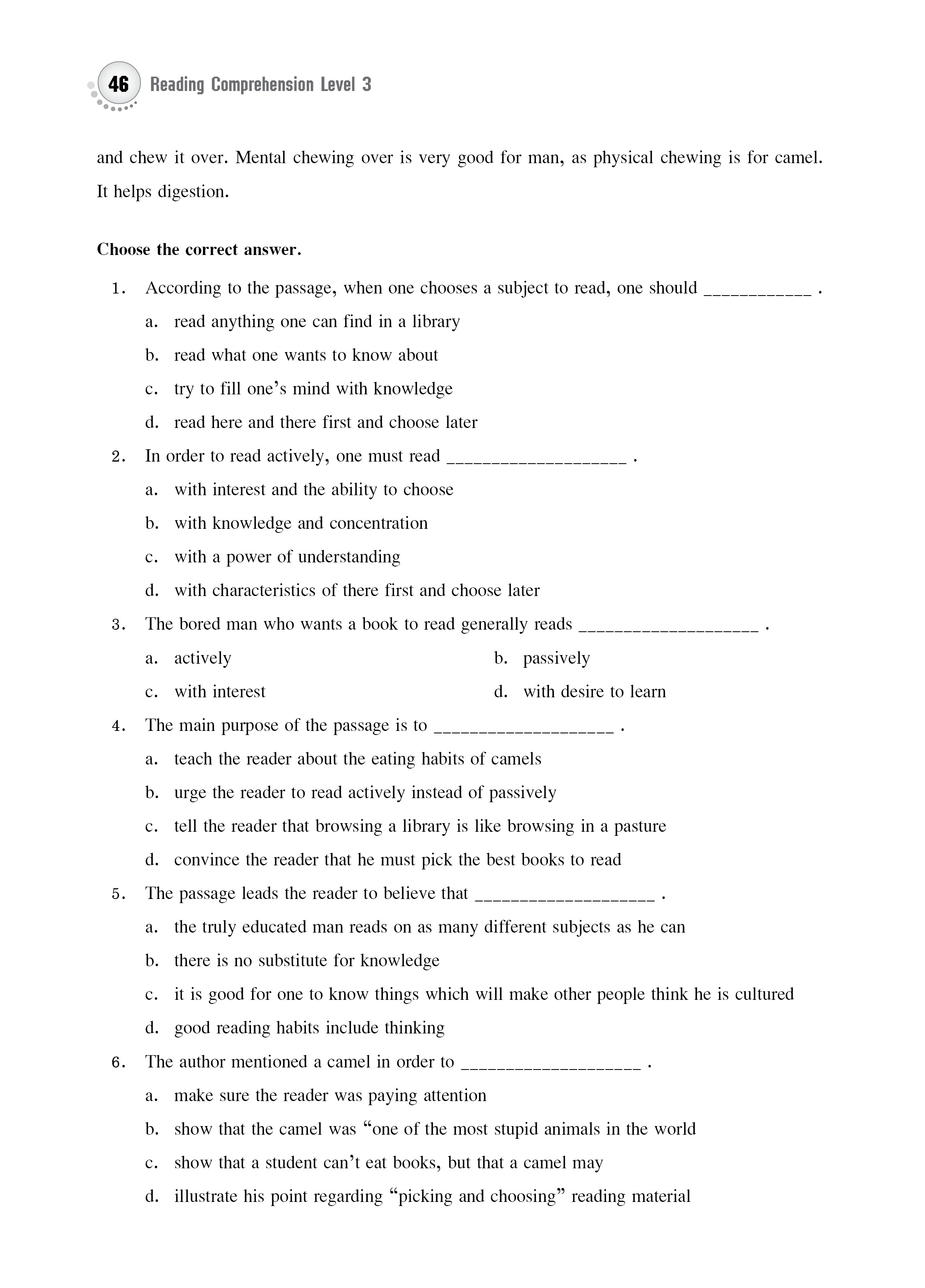 Reading Comprehension Level 3 (new)