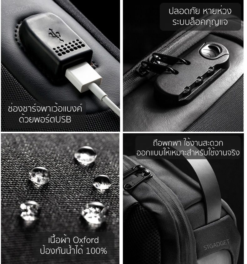 กระเป๋าคาดอกผู้ชาย ผ้าOxford ใส่ของได้เยอะ กันน้ำ ทนทาน ใช้งานได้ยาวนาน** รหัส B056