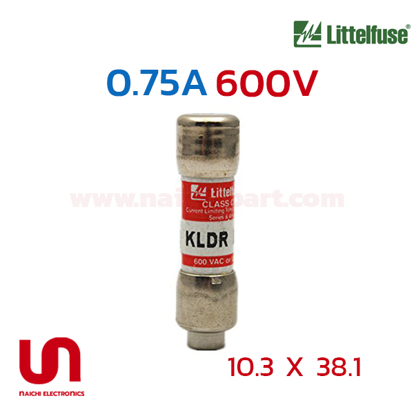 (Pre Order) Littelfuse , KLDR 3/4 , 0.75A 600V , 10.3 x 38.1mm, Slo-Blo