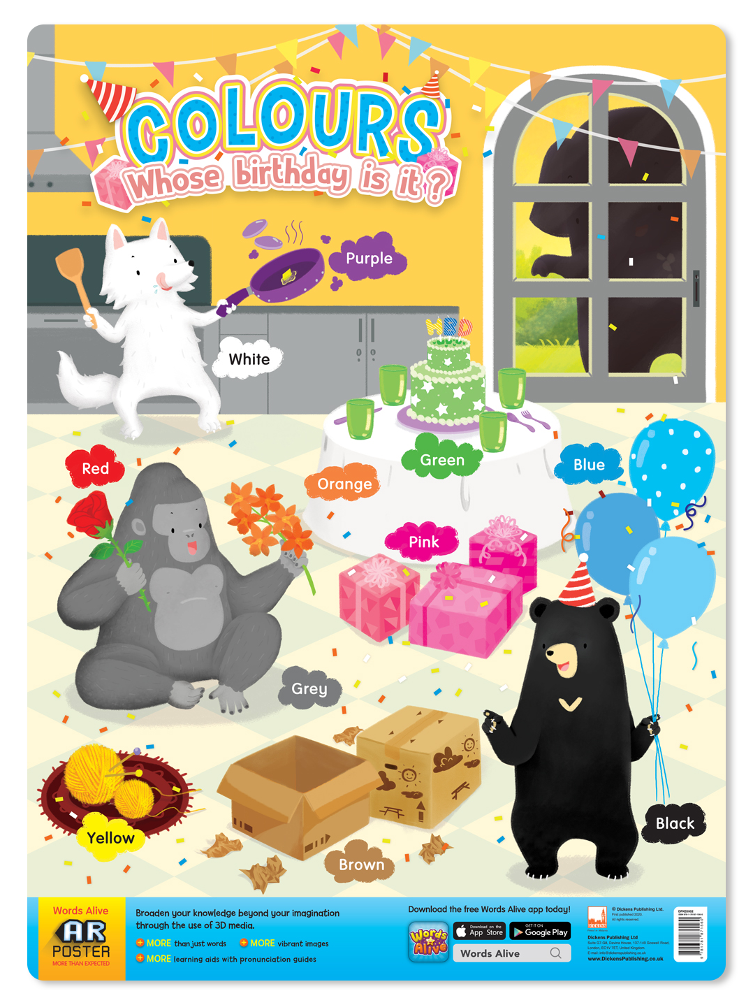 Words Alive AR 4D Poster -Colours Whose birthday is it?