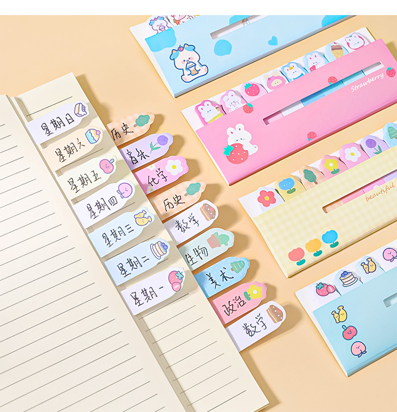 MUISUNGSHOP สติ๊กเกอร์ กระดาษโน๊ต index ลายการ์ตูน Sticky Notes สําหรับติดตกแต่ง เครื่องเขียน กระดาษโน้ตแบบมีกาว