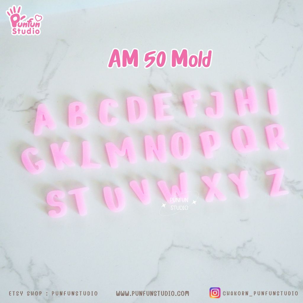 แม่พิมพ์ตัวอักษร AM 50-52 Mold / Height 1.1-1.5 cm หนา 2 mm / แม่พิมพ์ซิลิโคน
