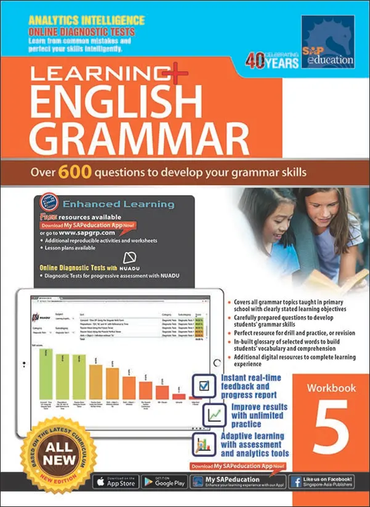 แบบฝึกหัดภาษาอังกฤษ Grammar ป.5 Learning+ English Grammar Workbook 5