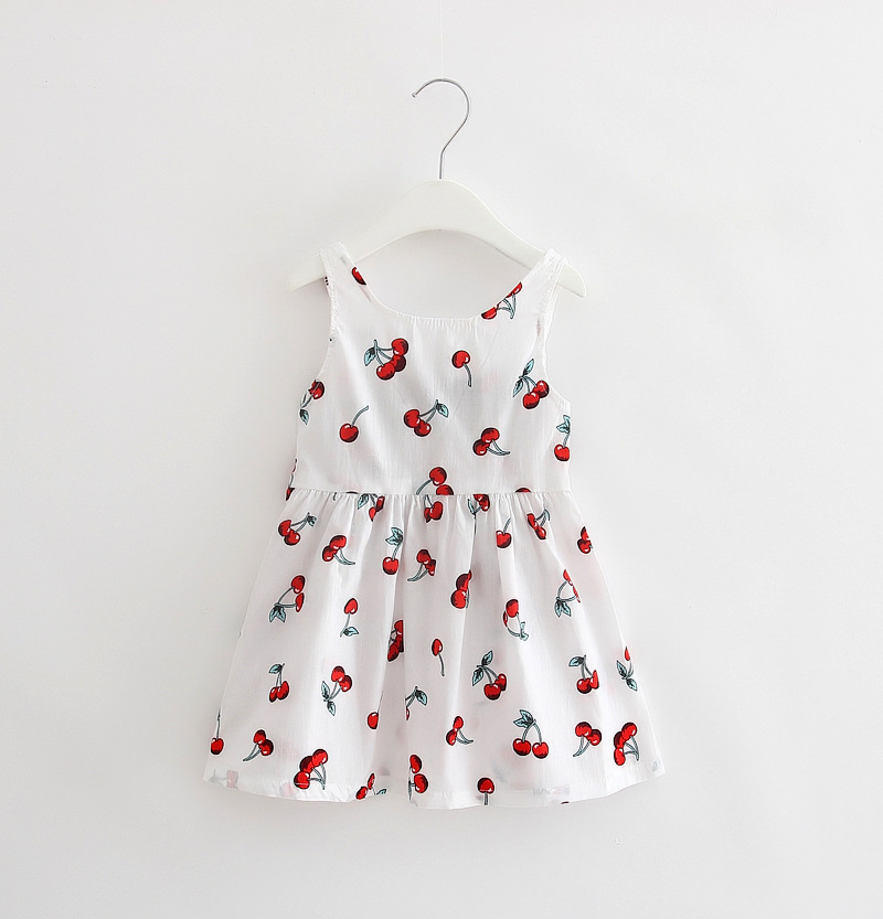 MUISUNGSHOP 🍒 เดรสเด็กลายเชอร์รี่ ลายดอกไม้ มินิเดรส เดรสเด็กผู้หญิง 🍒