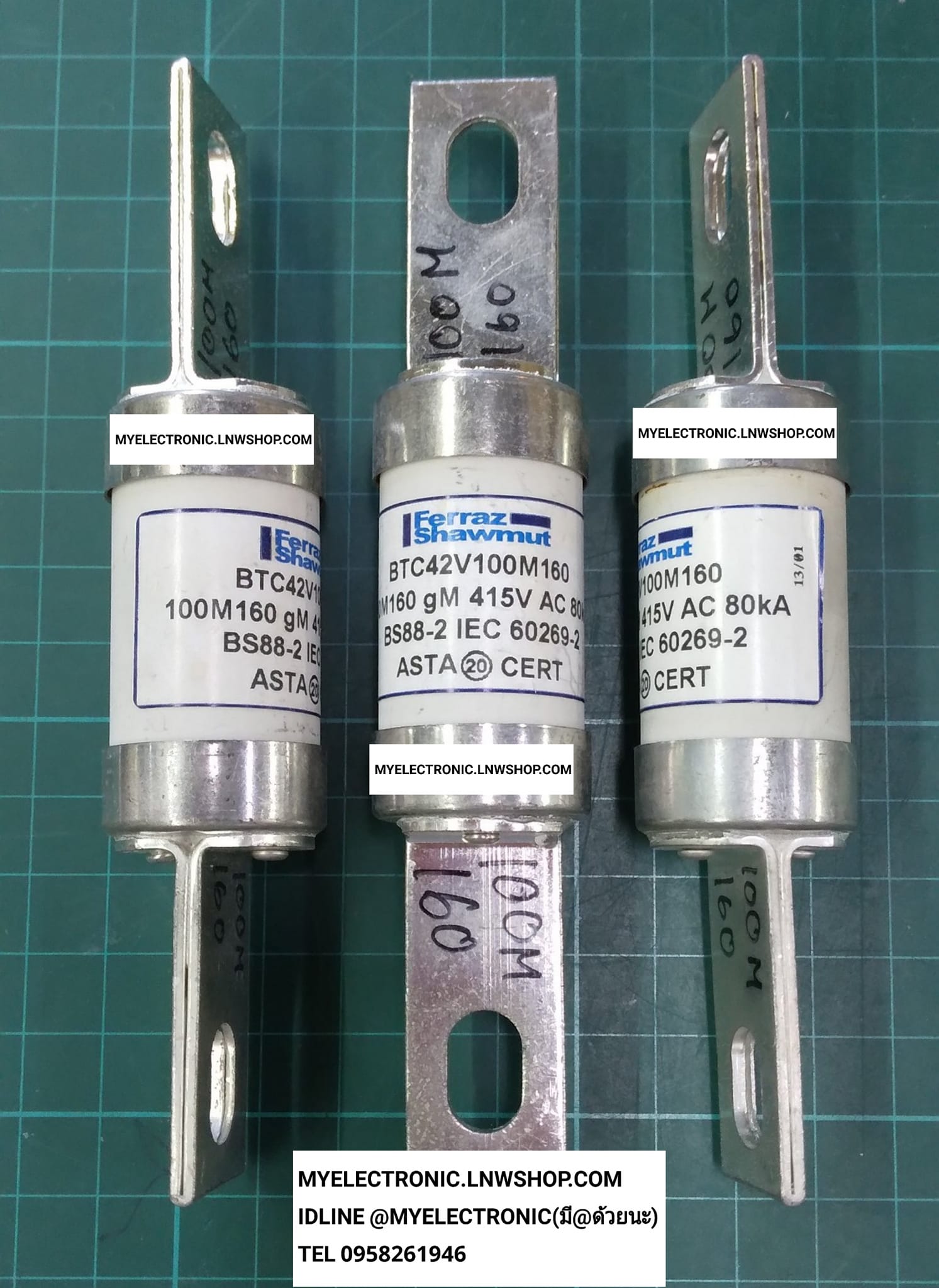 ขาย BTC42V100M160 ฟิวส์ FUSE 415V ยี่ห้อ FERRAZ / MERSEN ของแท้ ราคา ตัวละ . . . . หน่วย บาท