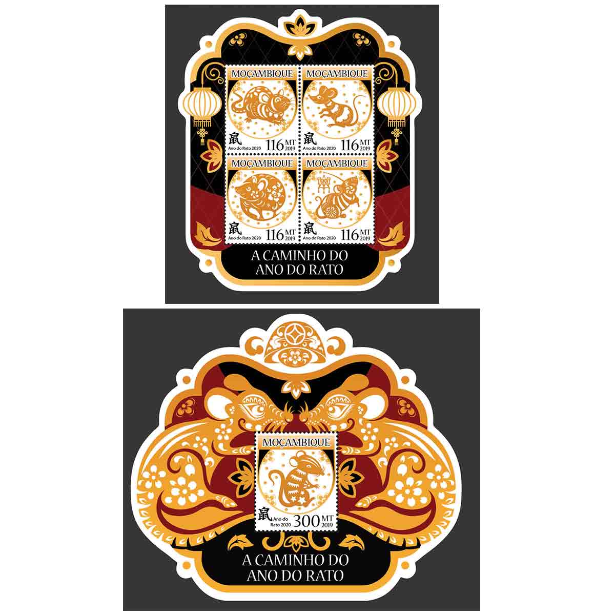 Mozambique Stamp, 2020 Year of the Rat S/S