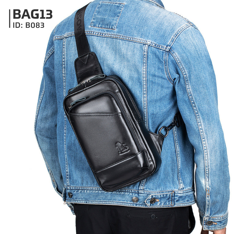 กระเป๋าคาดอกผู้ชาย หนังแท้100% พกพาสะดวก ใส่สมุด ใส่ iPad และของใช้ส่วนตัวได้ รหัส B083