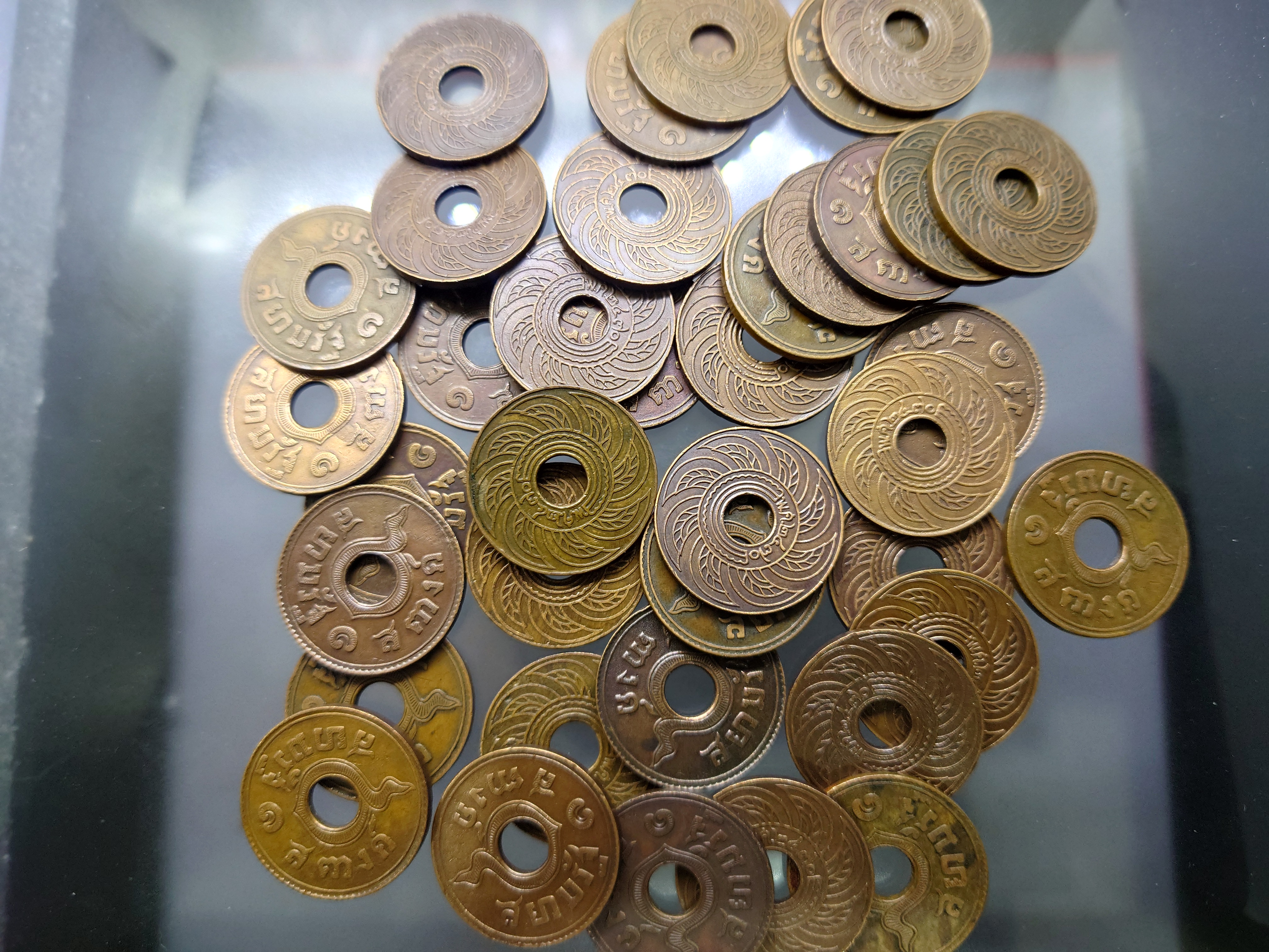 สตางค์รู เนื้อทองแดง 1 สตางค์ ปี พ.ศ.2470 ผ่านใช้ คัดสวย