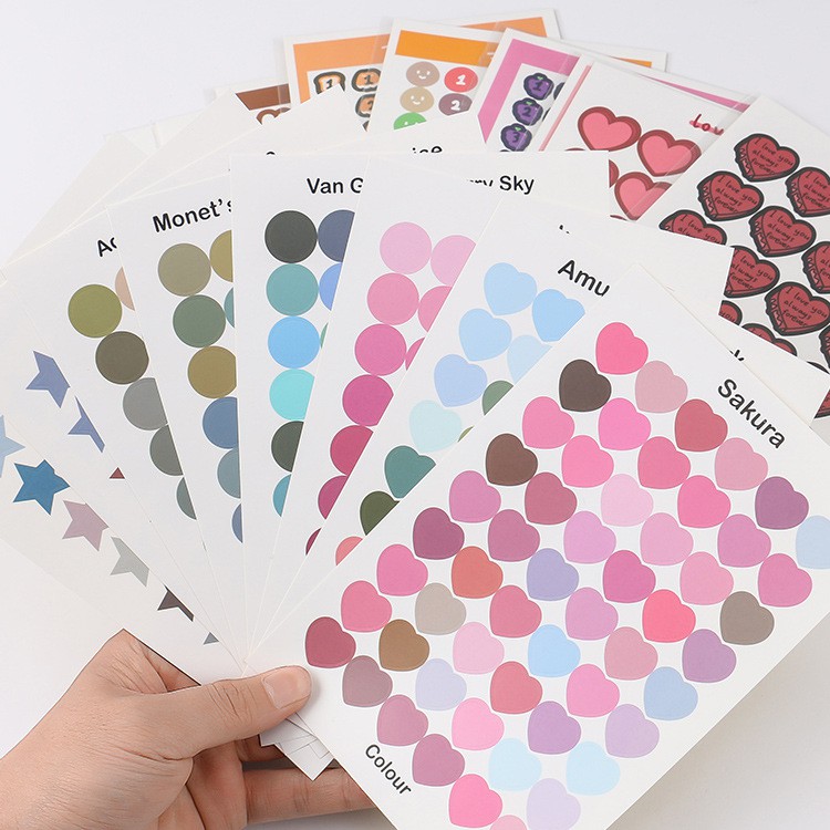 MUISUNGSHOP มากกว่า 10 แบบ สติ๊กเกอร์วงกลม Round sticker สี earthtone โทนม่วง สติ๊กเกอร์สี พร้อมส่งในไทย ไม่รอนาน