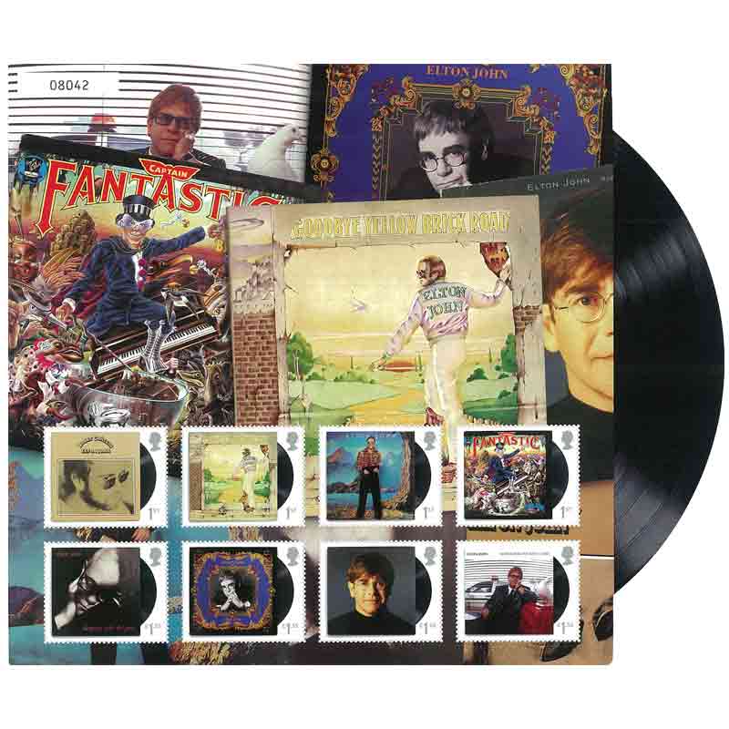 UK Stamp, 2019 Elton John Album Collection Fan Sheet