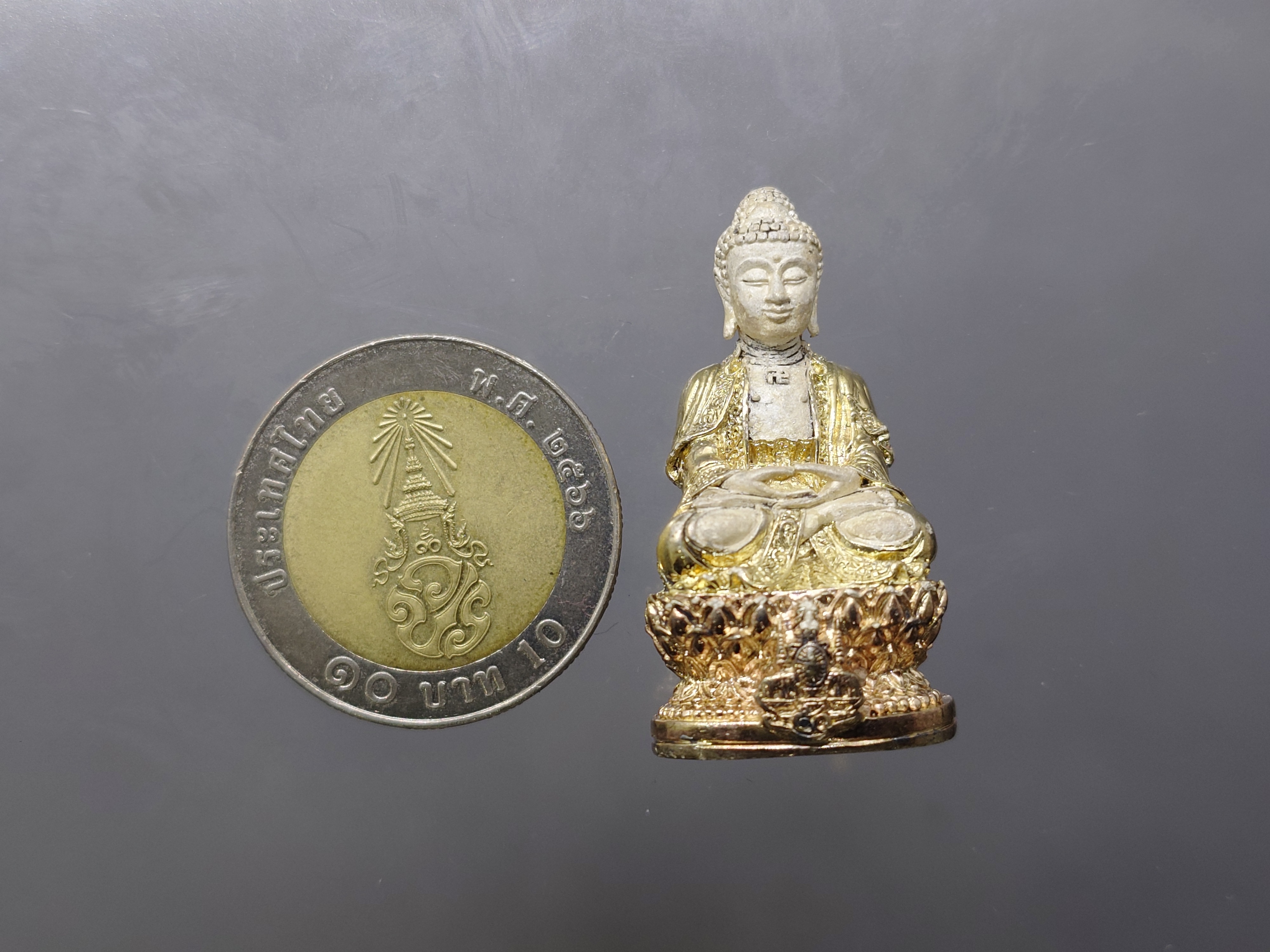 พระกริ่งจีน ต้าเยิ่นถะ เนื้อเงินสามกษัตริย์ รุ่นกาญจนาภิเษกครองราชย์ 50 ปี วัดบวรนิเวศวิหาร ปี2538 นิยม หายาก ไม่มีกล่อง