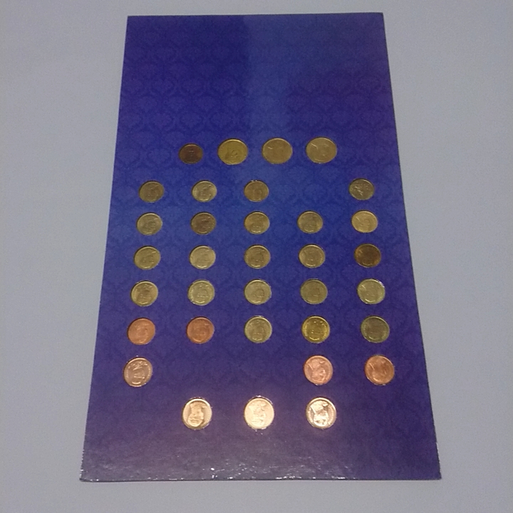 เหรียญ 50 สตางค์ หมุนเวียน ร9 ครบชุด พ.ศ (2493-2560 ไม่มีปี 30-55-56) ผ่านใช้งาน พร้อมแผง