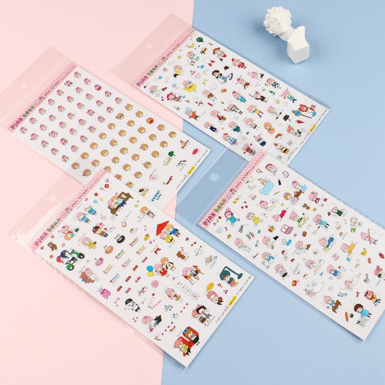 MUISUNGSHOP สติ๊กเกอร์ pink bean ลายการ์ตูน พร้อมส่งไทย