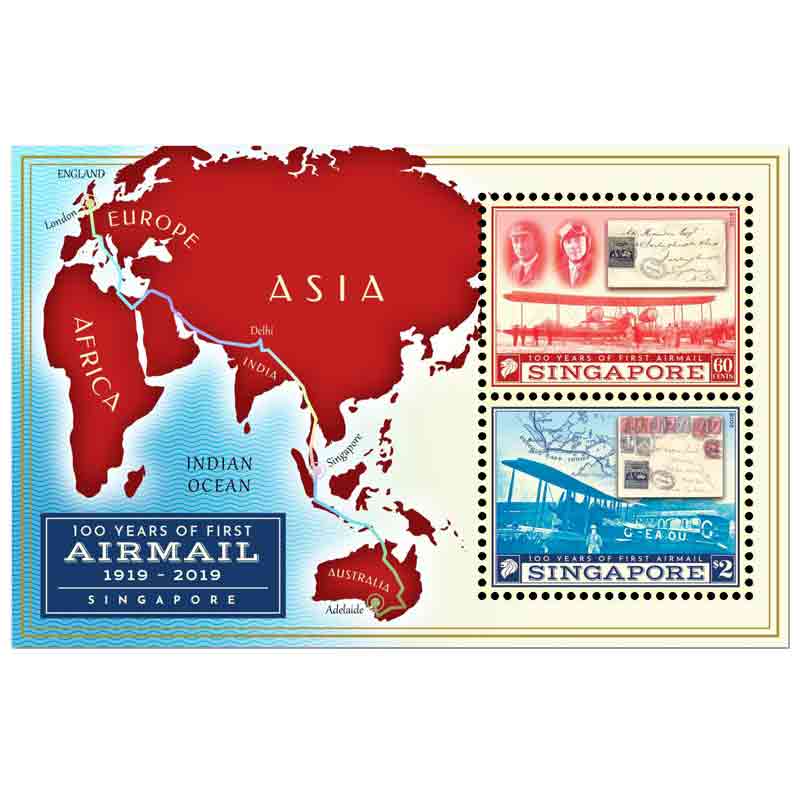 Singapore Stamp, 2019 100 Years of First Airmail S/S