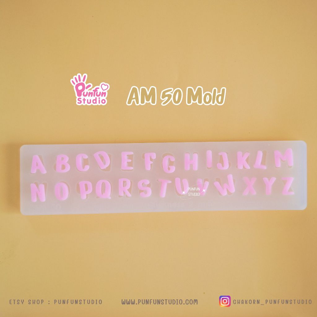 แม่พิมพ์ตัวอักษร AM 50-52 Mold / Height 1.1-1.5 cm หนา 2 mm / แม่พิมพ์ซิลิโคน