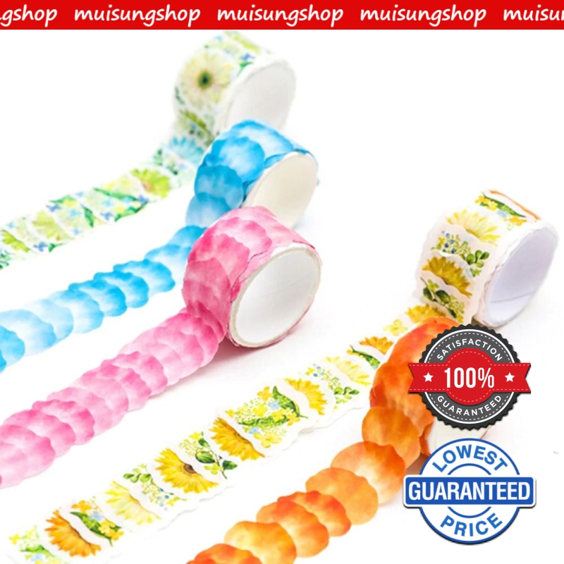 MUISUNGSHOP Washitape เทปลายดอกไม้ ตกแต่งการ์ด เทปการ์ตูน สำหรับตกแต่ง DIY มาส์กกิ้งเทป