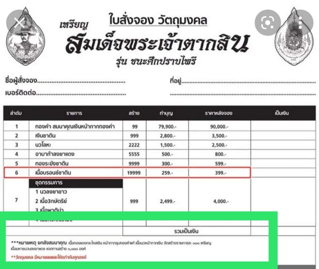 เหรียญสมเด็จพระเจ้าตากสิน(เหรียญแถมยกลัง) เนื้อกะไหล่เงิน หน้ากากชุบทองคำแท้ รุ่น ชนะศึกปราบไพรี วัดพรานนก อยุธยา 2562 ซีลเดิมลุ้นเลขโคท