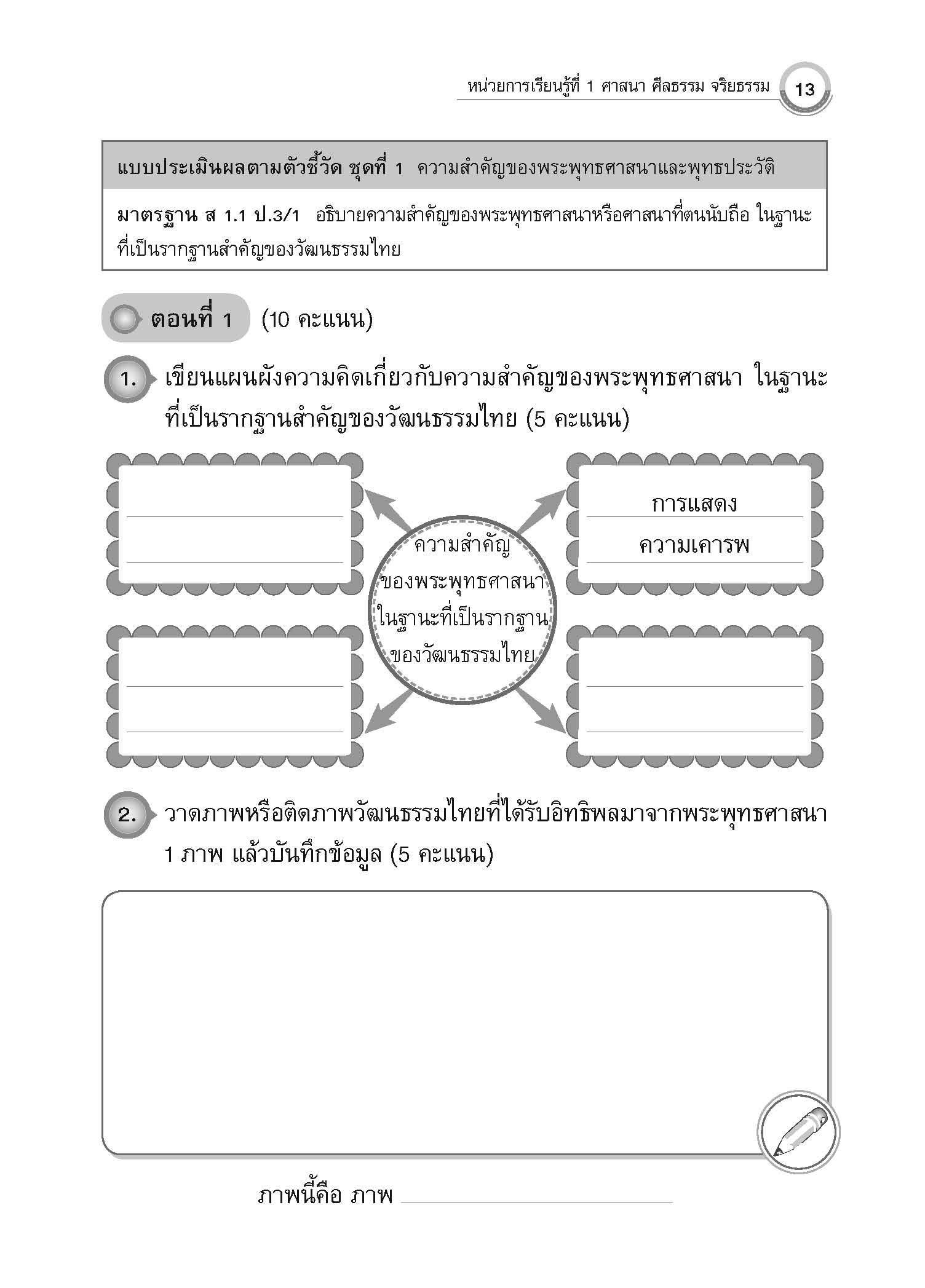 แบบประเมินผลตามตัวชี้วัดพื้นฐาน สังคมศึกษา ศาสนาและวัฒนธรรม ป.3 (ฉบับปรับปรุง พ.ศ. 2560)