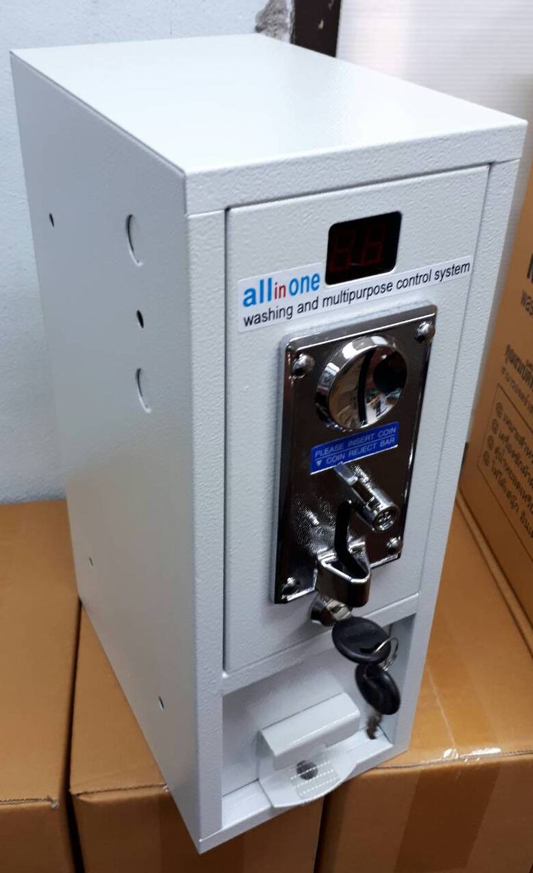 กล่องหยอดเหรียญ สำหรับเครื่องซักผ้า , โต๊ะสนุ๊ก , เกมส์ ฯลฯ ราคากล่อง 1,990 บาท รุ่นใหม่สามารถนับเหรียญในกล่องได้ด้วย