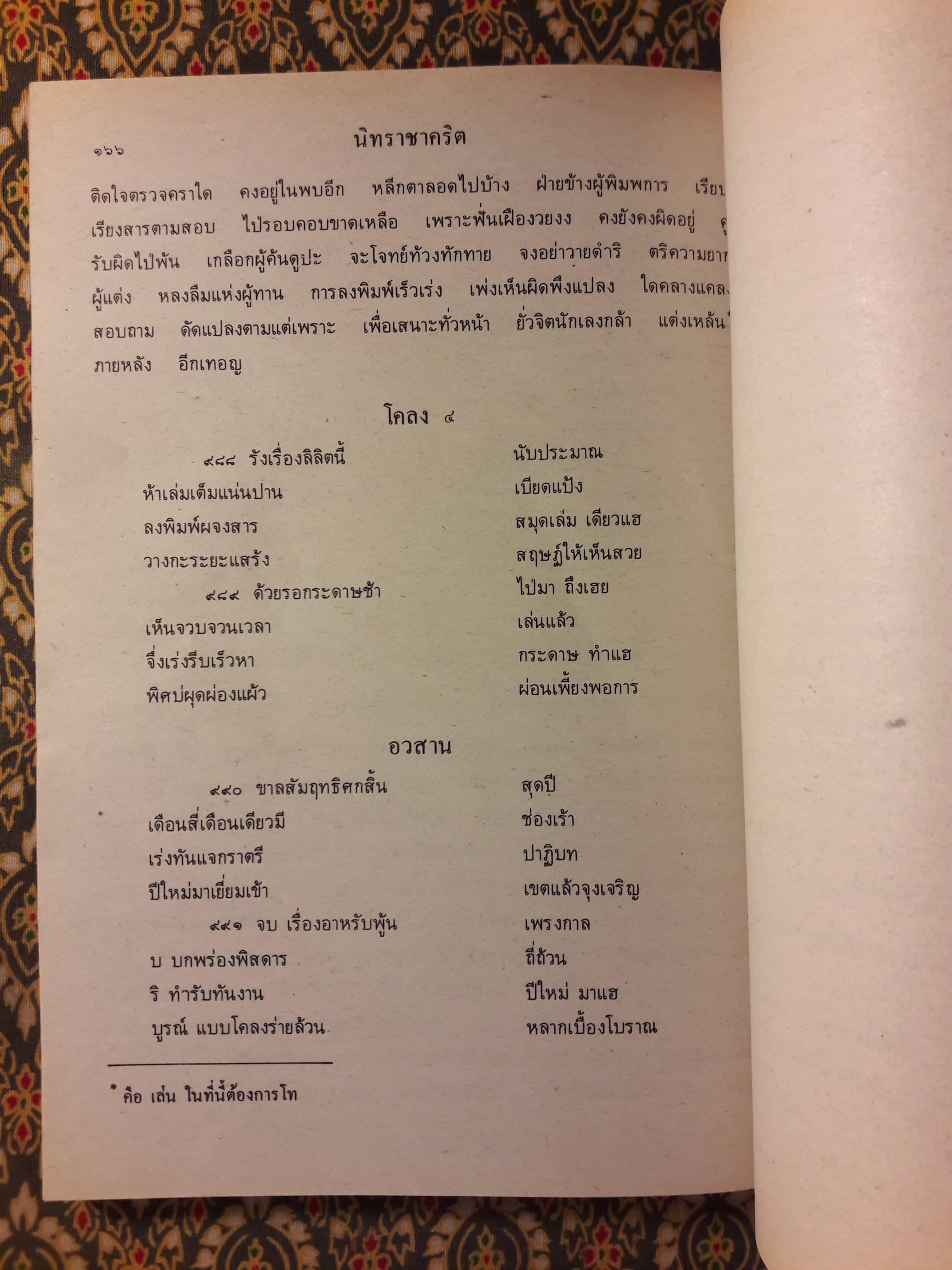 หนังสืออ่านกวีนิพนธ์ เรื่องนิทราชาคริต