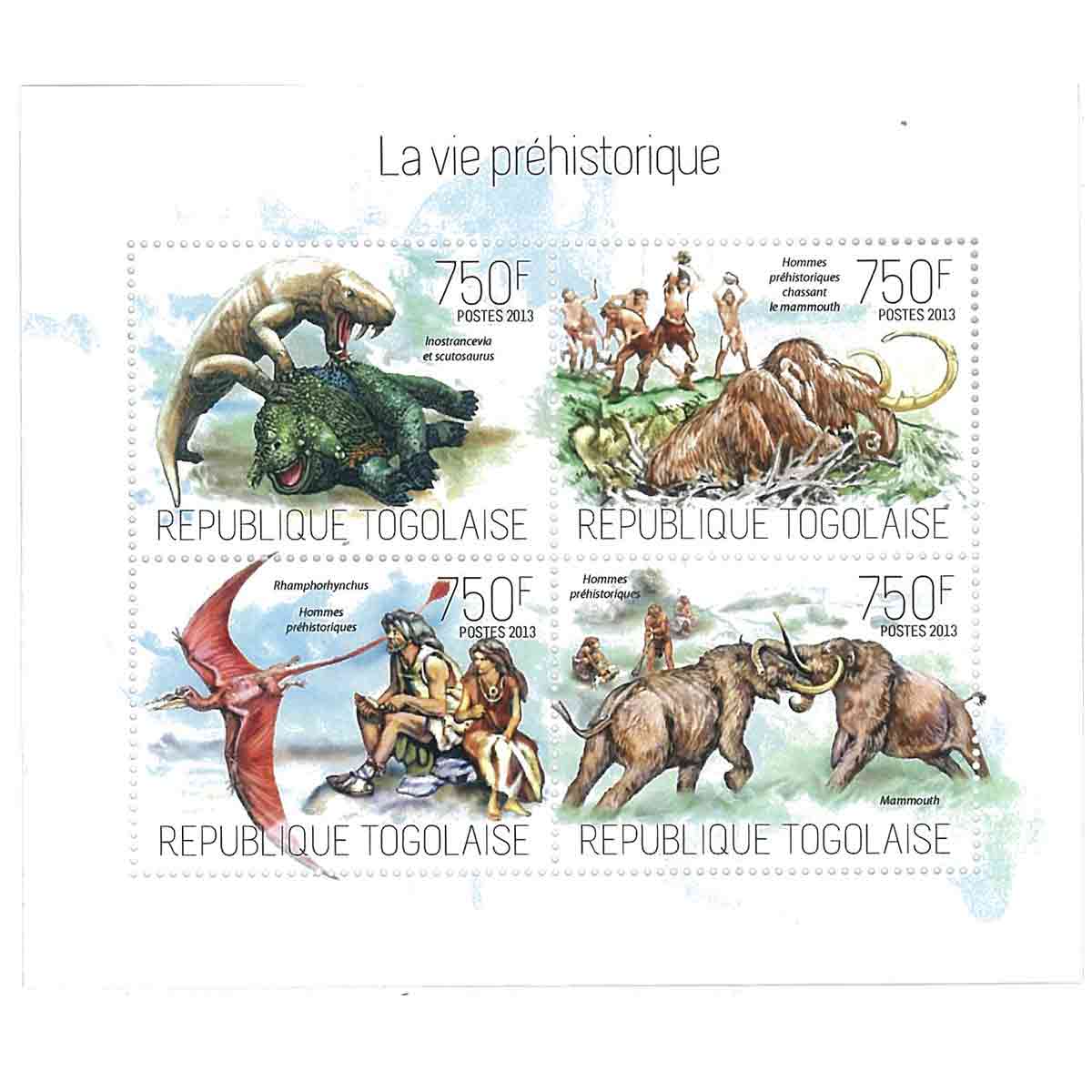 Togo Stamp, 2013 Prehistoric Life, Dinosaurs, Mammoth, Elephant