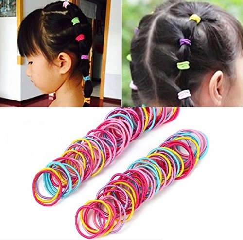 MUISUNGSHOP (100 เส้น) ที่รัดผม ยางรัดผม ยางมัดผม สำหรับเด็ก ขนาด 3 ซม.