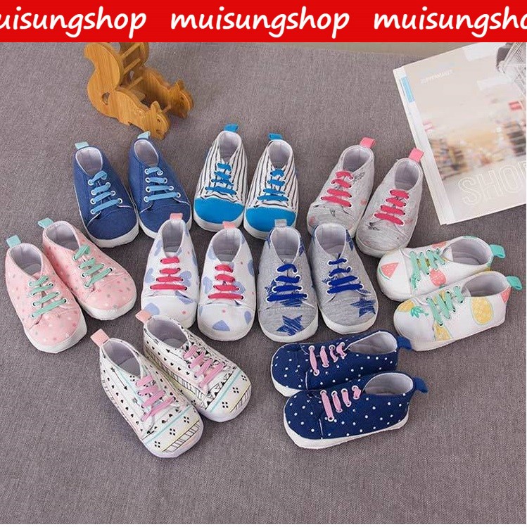 Muisungshop ถุงเท้าเด็กหัดเดิน รองเท้าเด็ก รองเท้าพื้นนุ่ม ทรง Sneakers สำหรับเด็ก มีกันลื่น