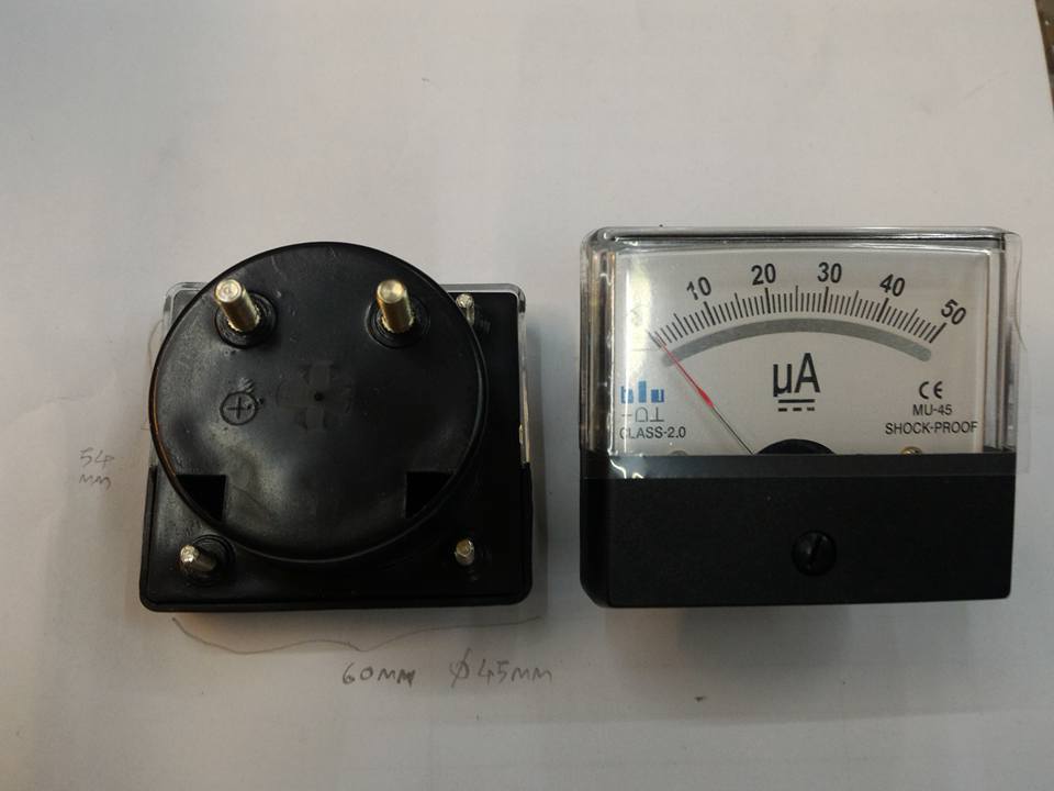 มิเตอร์เข็ม50UADC50ไมโครแอมป์ดีซีรุ่นMU-45ขนาดกว้าง54มมยาว60มมสูง45มม(54x60x45MM)MU45ราคาอนาล็อกมิเตอร์ ANALOG METER