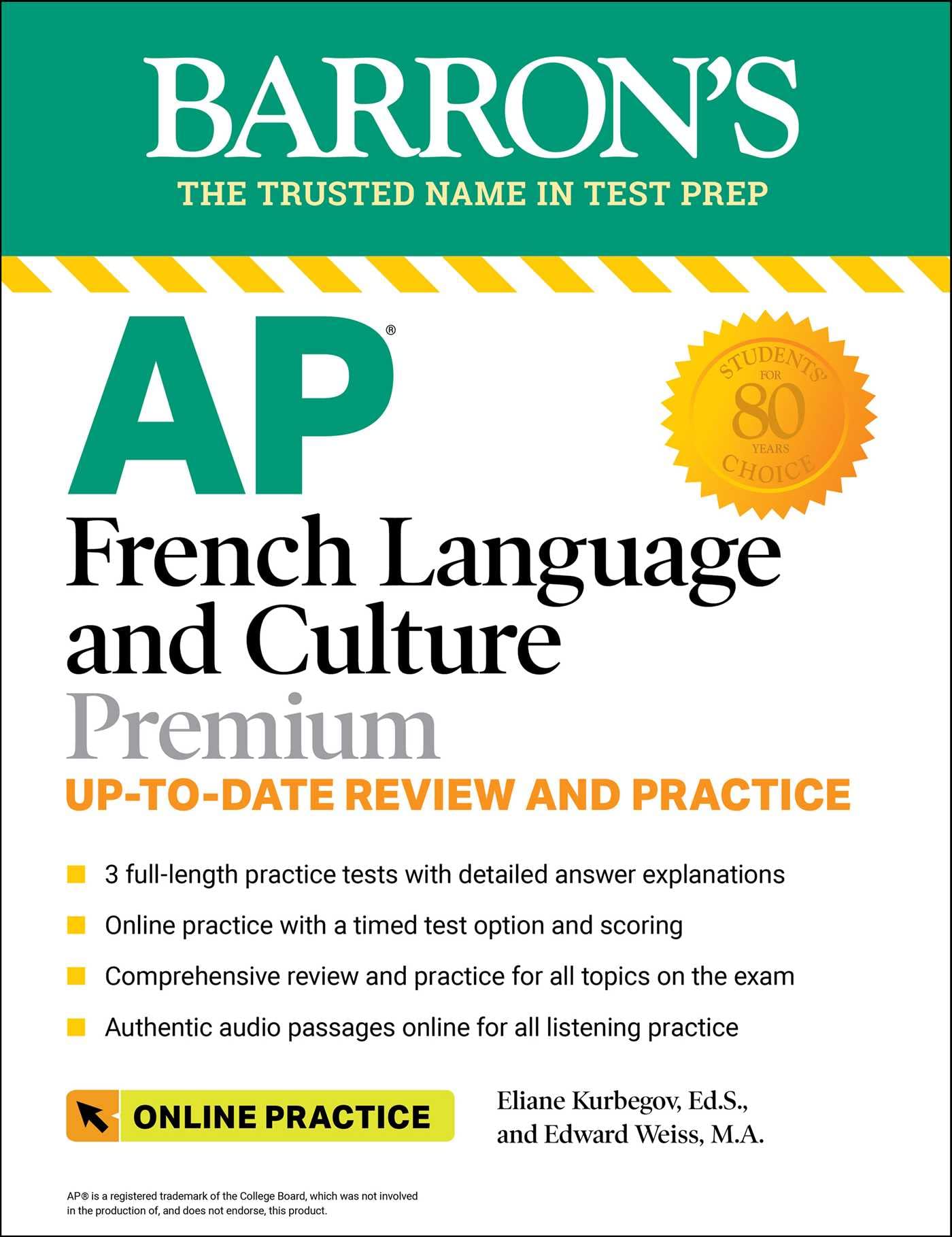 BARRON'S AP FRENCH LANGUAGE AND CULTURE PREMIUM, 2023-2024: 3 PRACTICE TESTS + C