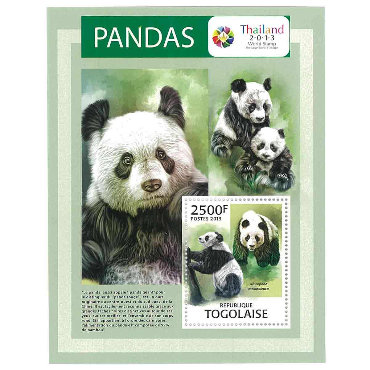 Togo Stamp, 2013 Pandas, Wildlife, Animals S/S