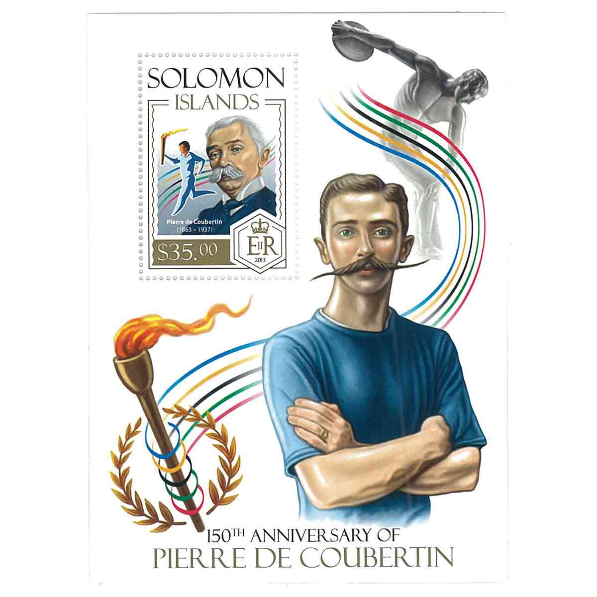 Solomon Islands Stamp, 2013 150th Anniversary of Pierre de Coubertin S/S