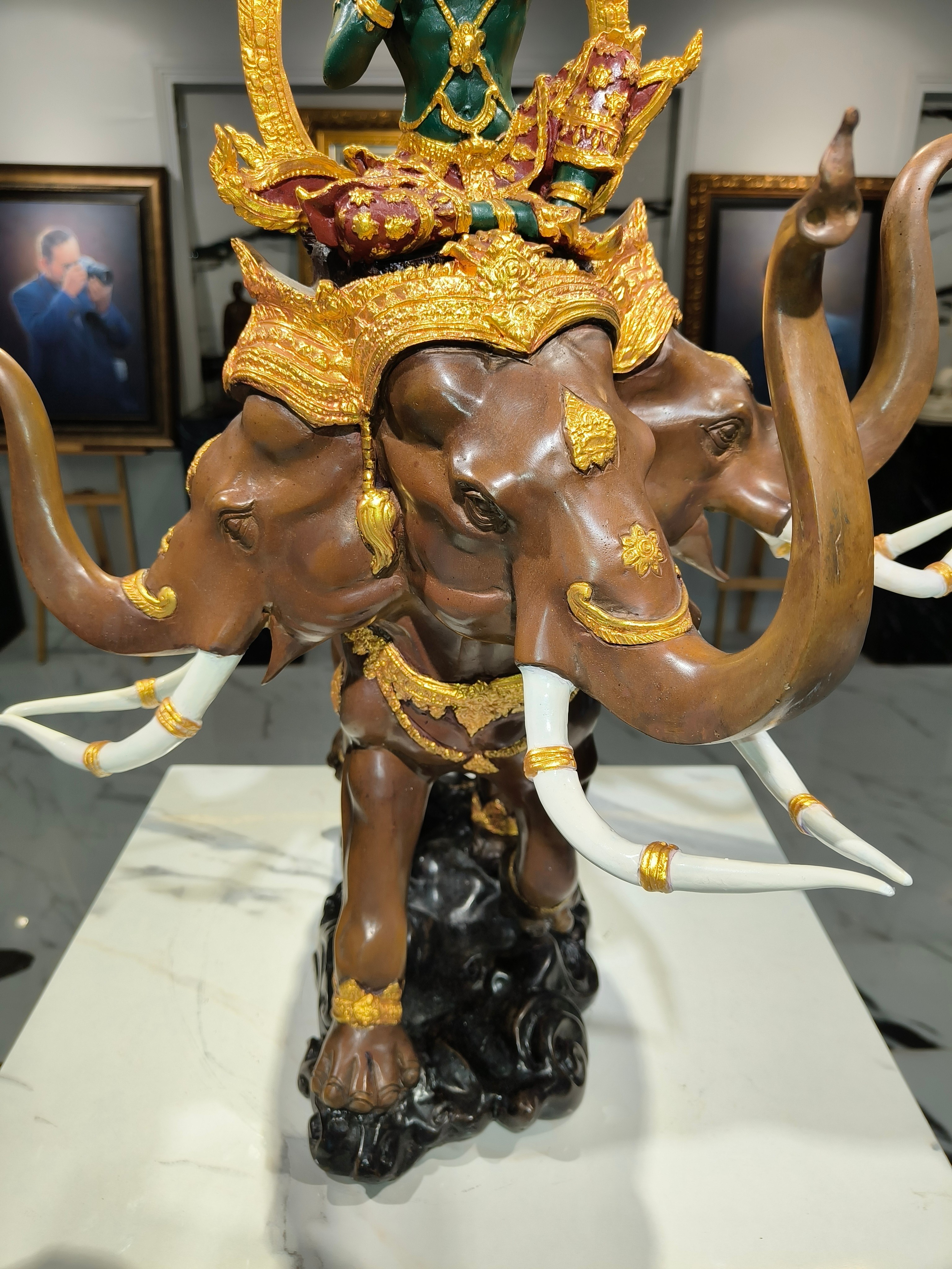 รูปหล่อ พระอินทร์ทรงช้างเอราวัณ สูง 27 นิ้ว